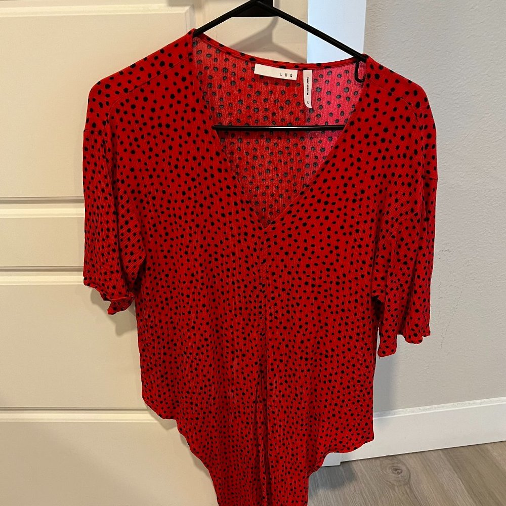 Red top with black polkadots